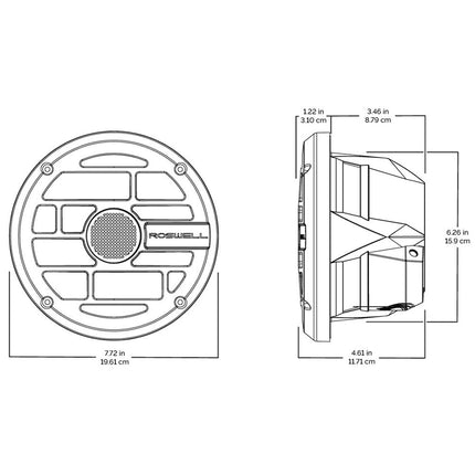 Roswell R Series 7.7 Marine Speakers - Anthracite Grille - 80W RMS  160W Peak Power [C920-1912]