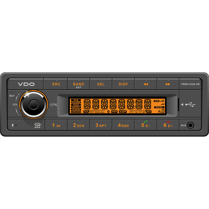 VDO 12V Radio w/FM RDS Tuner MP3/WMA/USB/Bluetooth - Orange Illumination [TRW312UB-OR]