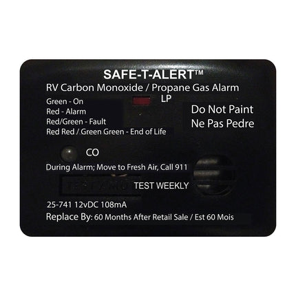 Safe-T-Alert 25 Series Surface Mount Dual Carbon Monoxide/Propane Alarm - 12V Hardwire - Black [25-741-BL]