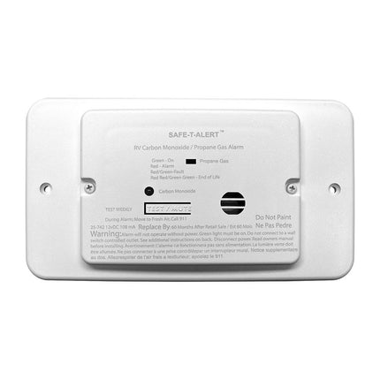 Safe-T-Alert 25 Series Flush Mount Dual Carbon Monoxide/Propane Alarm w/Trim Ring - White - 12V Hard Wire [25-742-TR-WT]