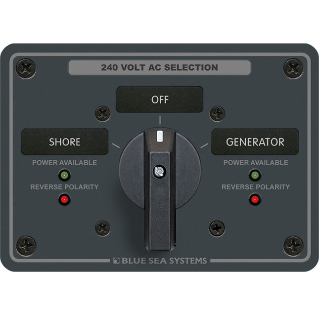 Blue Sea 8363 AC Rotary Switch Panel 65 Ampere 2 Positions + OFF, 3 Pole [8363]