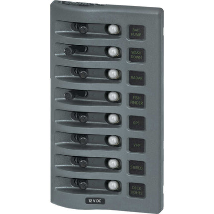 Blue Sea 4378 WeatherDeck Water Resistant Circuit Breaker Panel - 8 Position - Grey [4378]