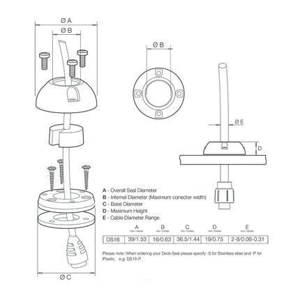 Scanstrut DS16-S Vertical Cable Seal - Stainless Steel [DS16-S]