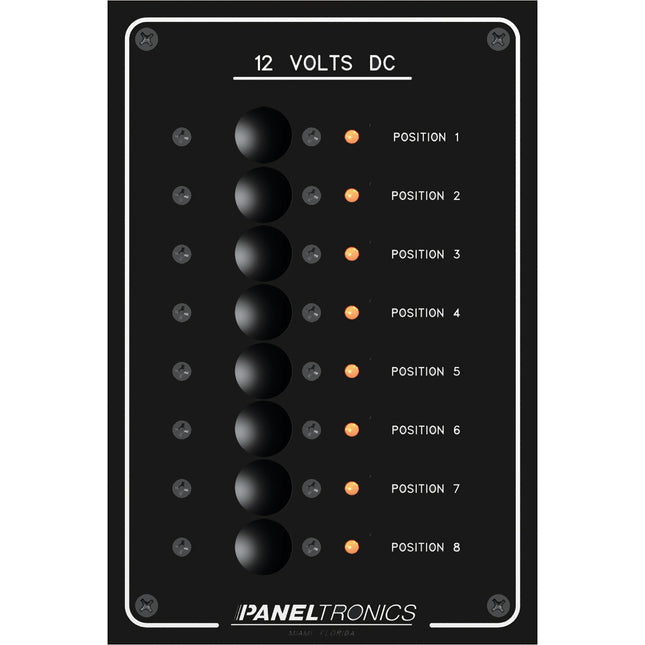 Paneltronics Standard Panel - DC 8 Position Circuit Breaker w/LEDs [9972208B]