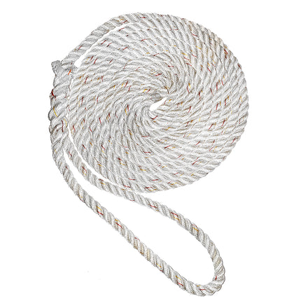 New England Ropes 3/8" Premium 3-Strand Dock Line - White w/Tracer - 15 [C6050-12-00015]