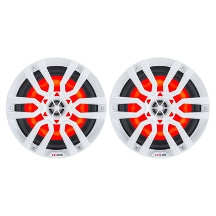 DS18 HYDRO 6.5" 2-Way Marine Speakers w/RGB LED Lights 300W - White [NXL-6]
