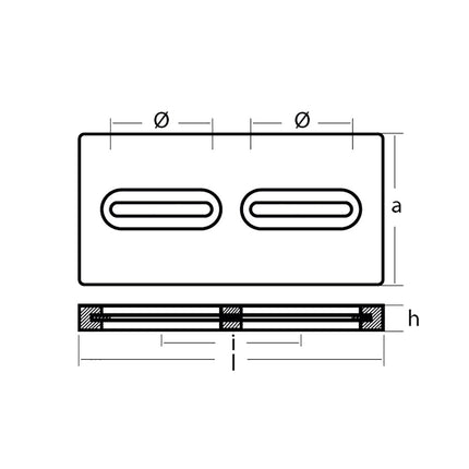 Tecnoseal Rectangular Zinc Plate Anode w/Inserts - 12" x 6" x 1" [TEC-DIVERSD]