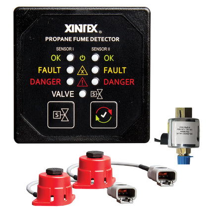 Fireboy-Xintex Propane Fume Detector, 2 Channel, 2 Sensors, Solenoid Valve  Control  20 Cable - 24V DC  [P-2BS-24-R]